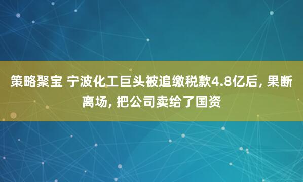 策略聚宝 宁波化工巨头被追缴税款4.8亿后, 果断离场, 把公司卖给了国资